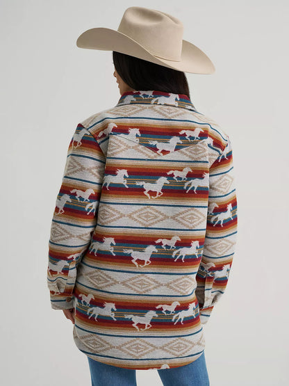 Wrangler Run the Ranch Jacquard Shacket Tan Horse