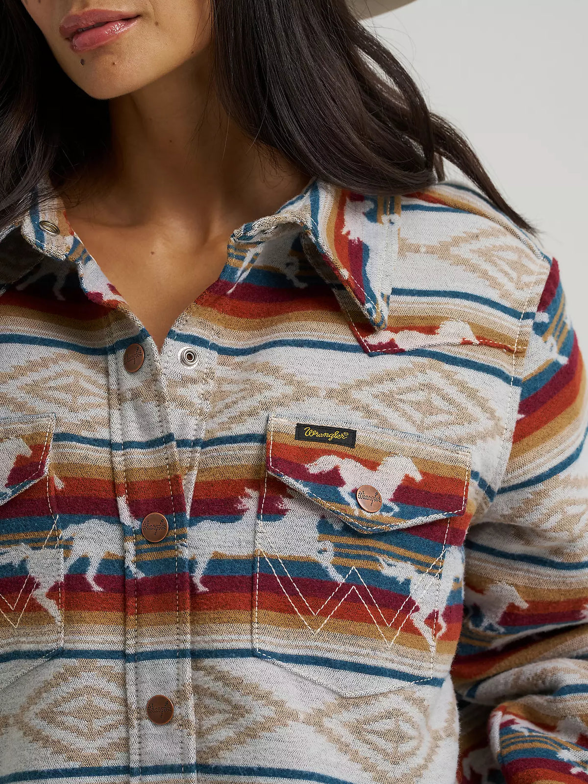 Wrangler Run the Ranch Jacquard Shacket Tan Horse