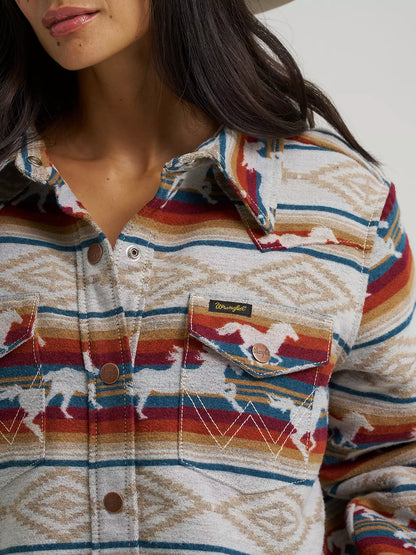 Wrangler Run the Ranch Jacquard Shacket Tan Horse