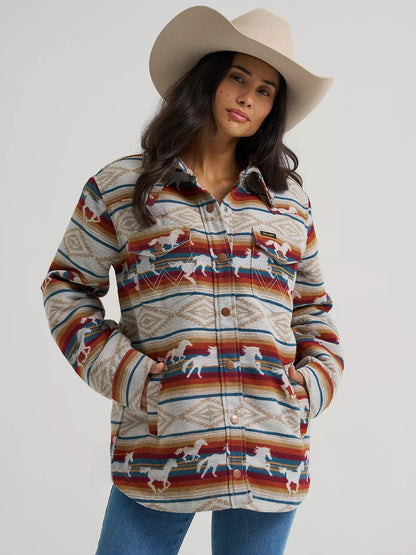 Wrangler Run the Ranch Jacquard Shacket Tan Horse