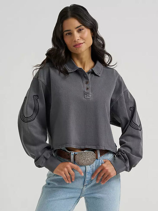 Wrangler Ladies Western Polo Shirt Black