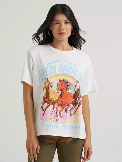Wrangler X Lainey Wilson Neon Rainbow Girlfriend Tee White