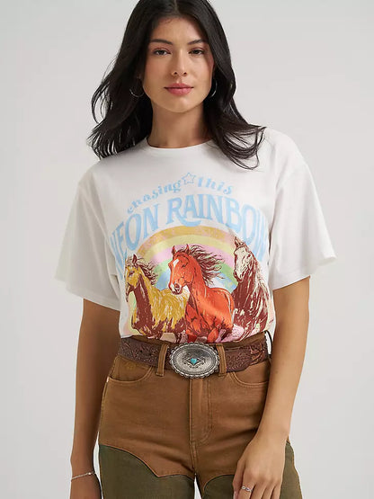 Wrangler X Lainey Wilson Neon Rainbow Girlfriend Tee White