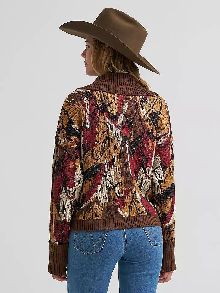 Wrangler Retro Punchy Sweater Cardigan Brown