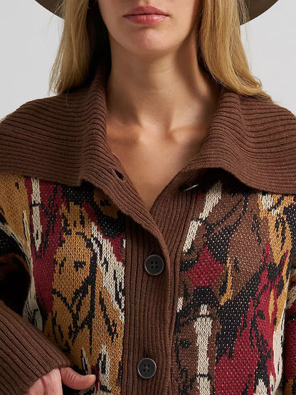 Wrangler Retro Punchy Sweater Cardigan Brown