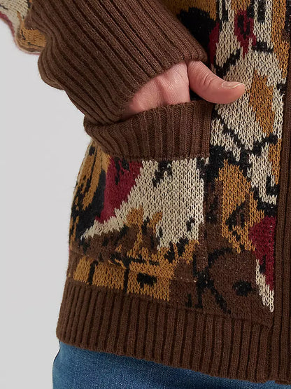 Wrangler Retro Punchy Sweater Cardigan Brown