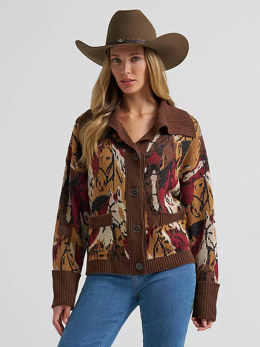 Wrangler Retro Punchy Sweater Cardigan Brown