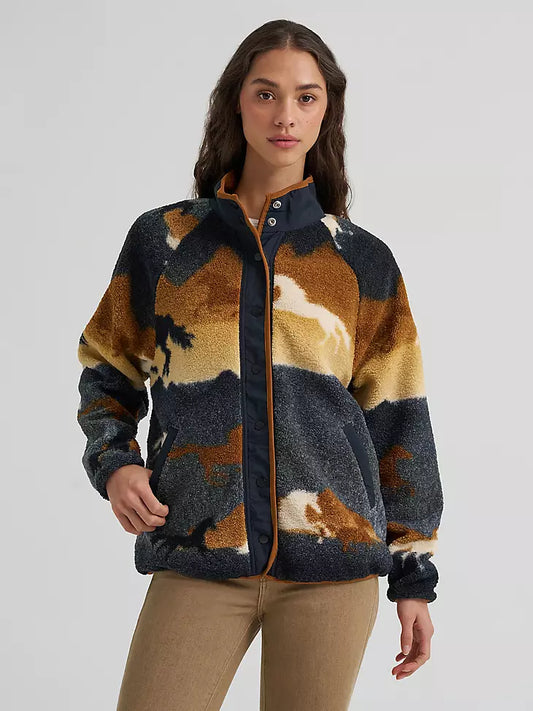 Wrangler ladies Hay Away Big Sky Sherpa Snap Jacket Desert Tapestry