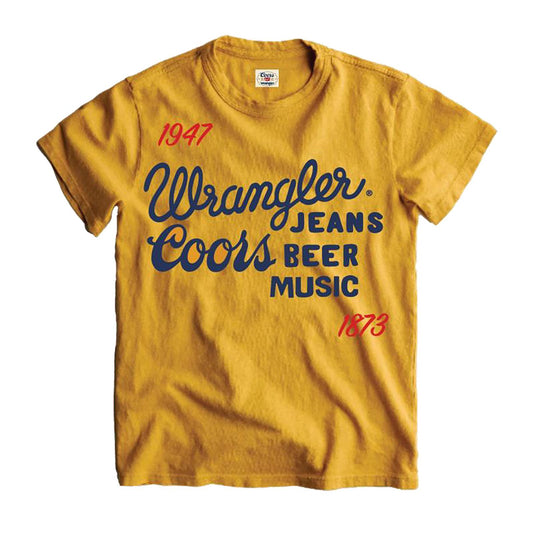 Wrangler X Coors Jeans Beer Music T-shirt Golden Rod