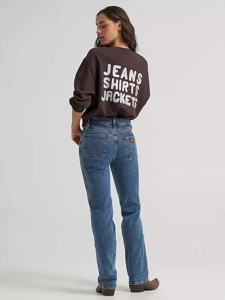 Wrangler Women's Stacked Canyon Crew Pullover Chocolate Torte