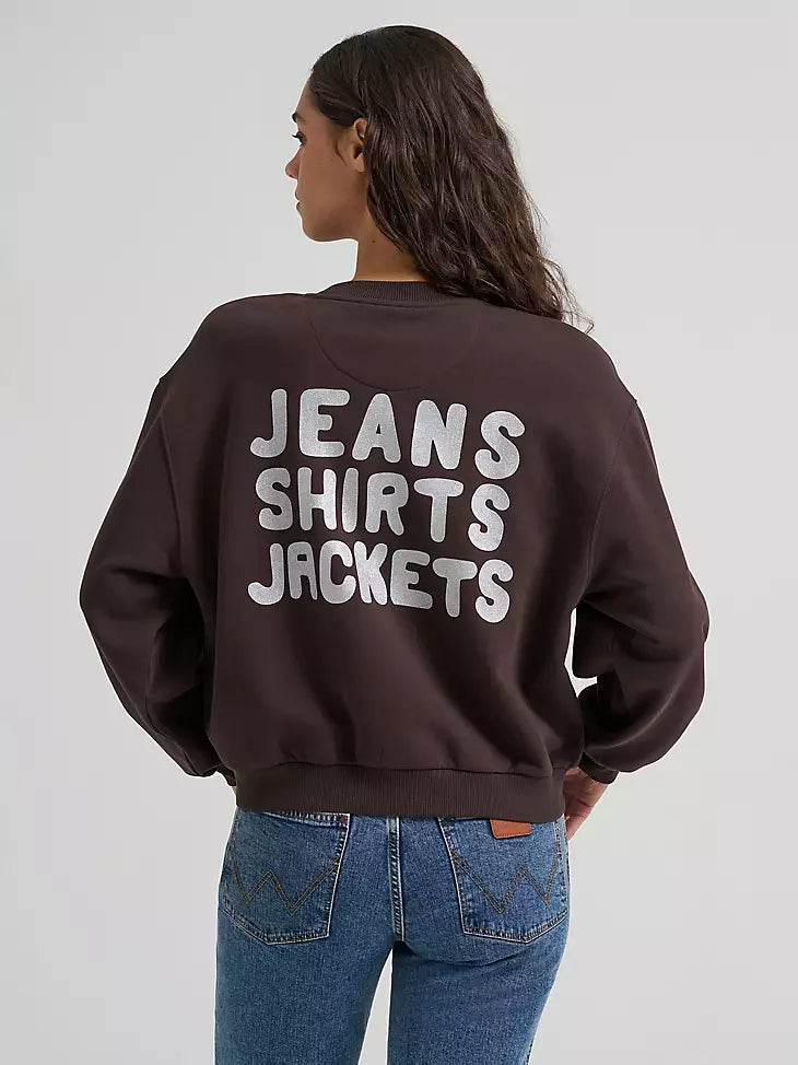 Wrangler Women's Stacked Canyon Crew Pullover Chocolate Torte