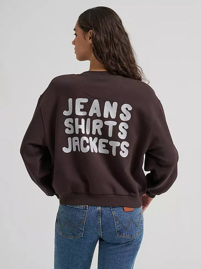 Wrangler Women's Stacked Canyon Crew Pullover Chocolate Torte
