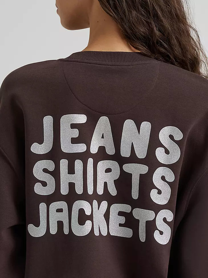 Wrangler Women's Stacked Canyon Crew Pullover Chocolate Torte