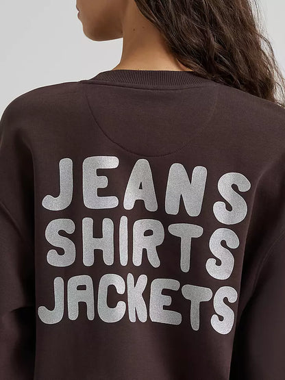 Wrangler Women's Stacked Canyon Crew Pullover Chocolate Torte