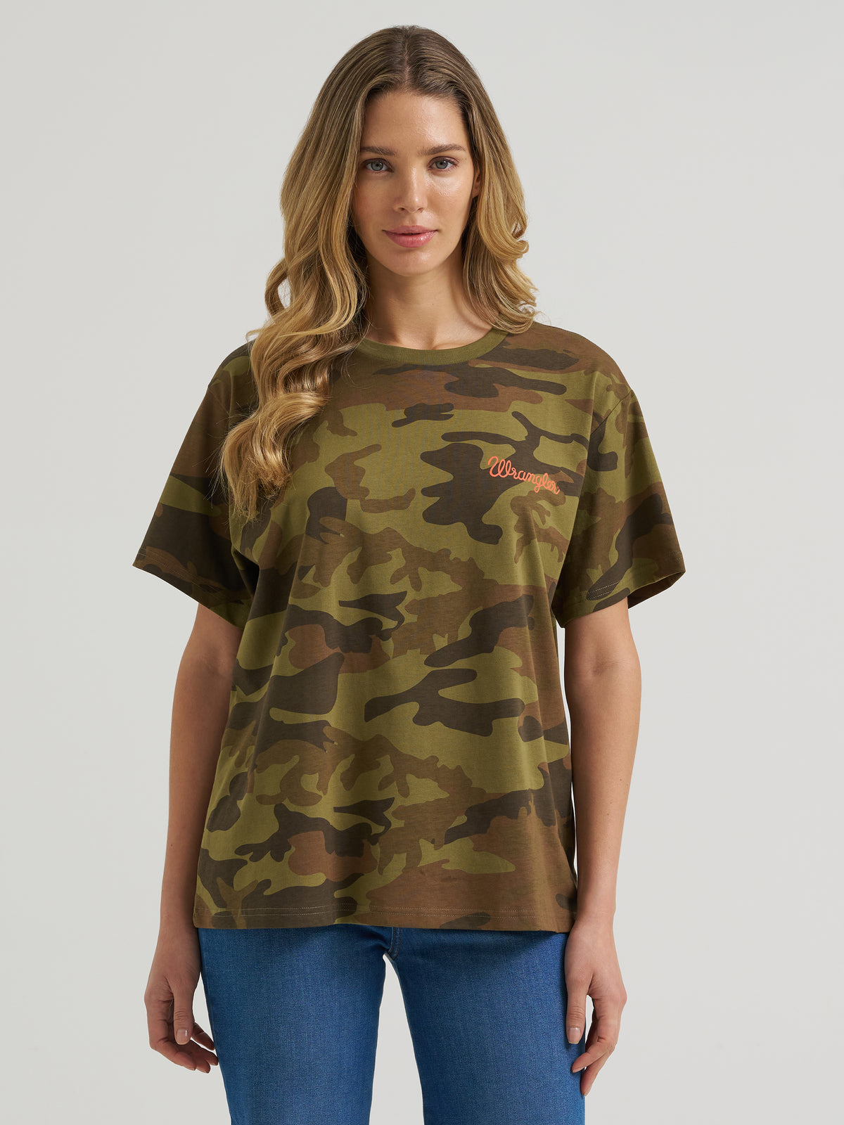 Wrangler Retro Graphic Short Sleeve T-Shirt Girlfriend Fit Camo Print