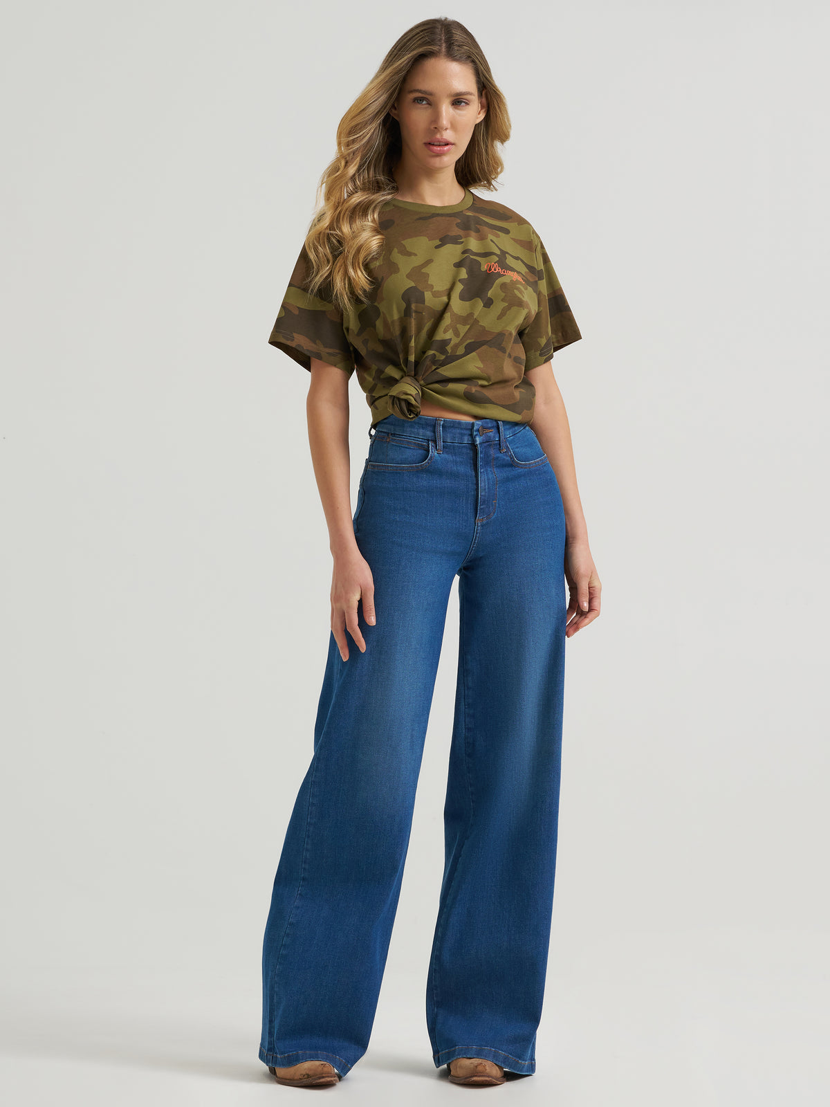 Wrangler Retro Graphic Short Sleeve T-Shirt Girlfriend Fit Camo Print