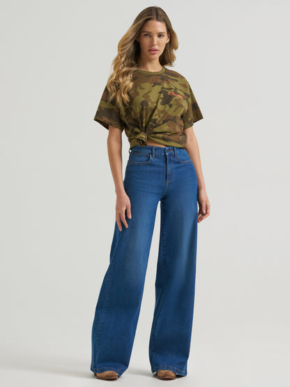 Wrangler Retro Graphic Short Sleeve T-Shirt Girlfriend Fit Camo Print
