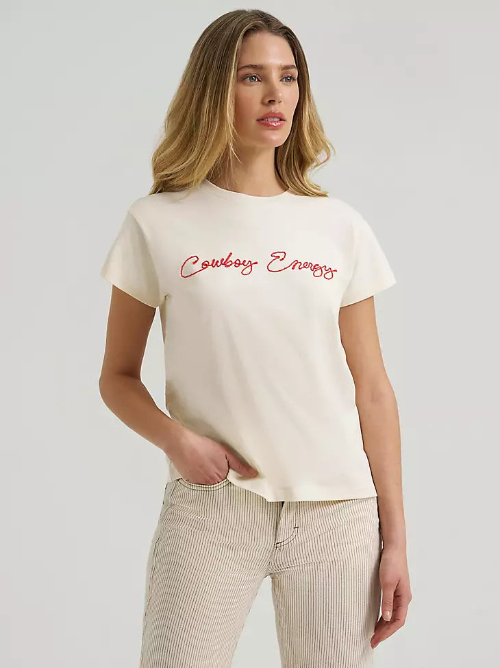 Wrangler Cowboy Energy Retro Reg Graphic Tee Antique White
