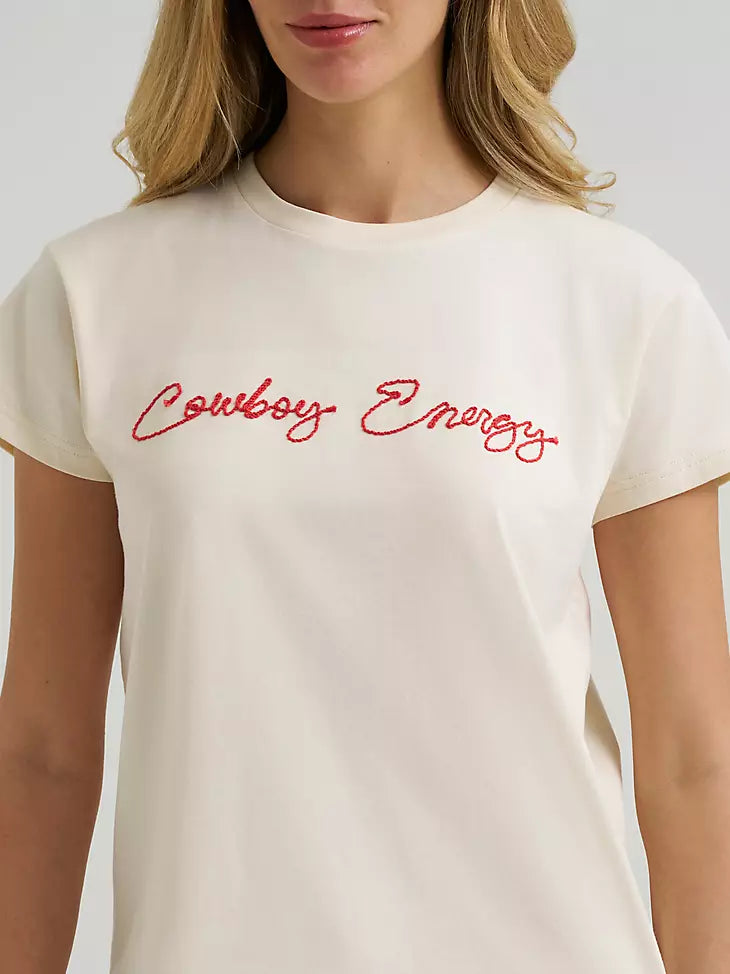 Wrangler Cowboy Energy Retro Reg Graphic Tee Antique White