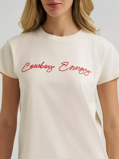 Wrangler Cowboy Energy Retro Reg Graphic Tee Antique White
