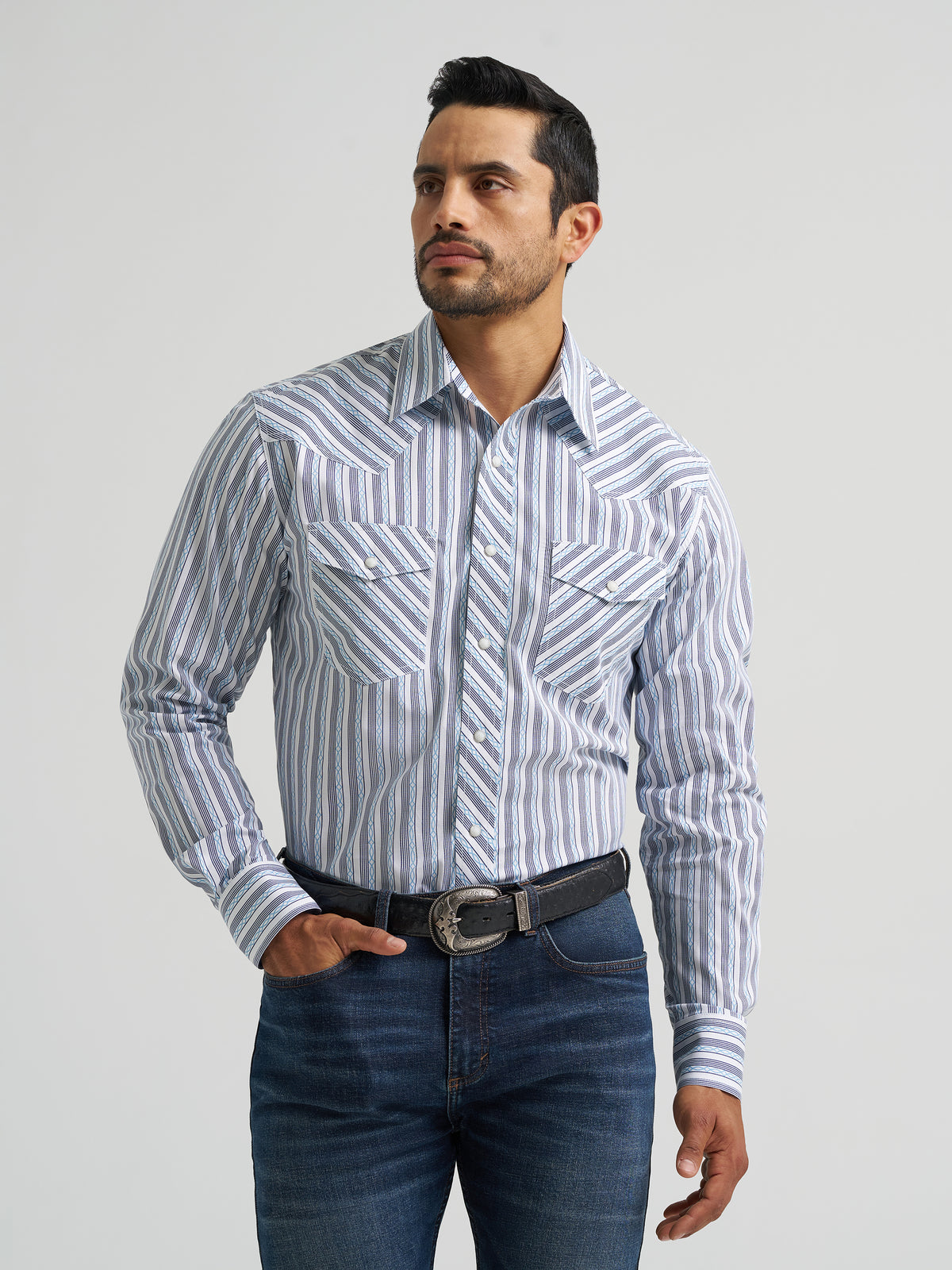 Wrangler 20X Competition Advanced Comfort Long Sleeve Shirt Classic Fit Navy/Blue