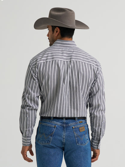 Wrangler George Strait Collection Two Pocket Long Sleeve Shirt Stretch Grey