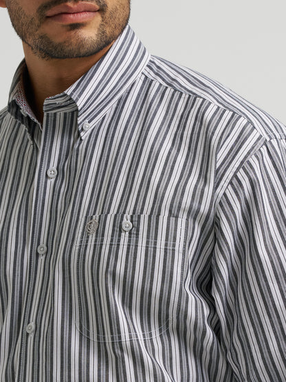 Wrangler George Strait Collection Two Pocket Long Sleeve Shirt Stretch Grey