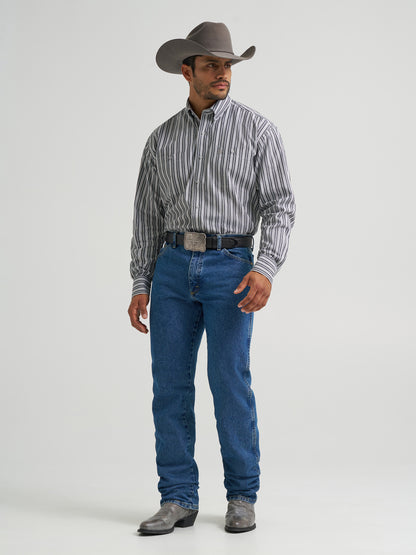 Wrangler George Strait Collection Two Pocket Long Sleeve Shirt Stretch Grey