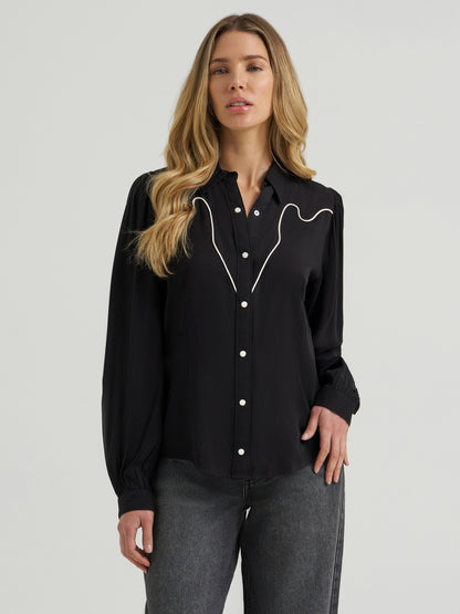 Wrangler Retro Punchy Western Blouse Black