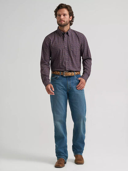 Wrangler Men's Cody Johnson Performance Button Down Shirt Navy Paisley