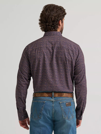 Wrangler Men's Cody Johnson Performance Button Down Shirt Navy Paisley