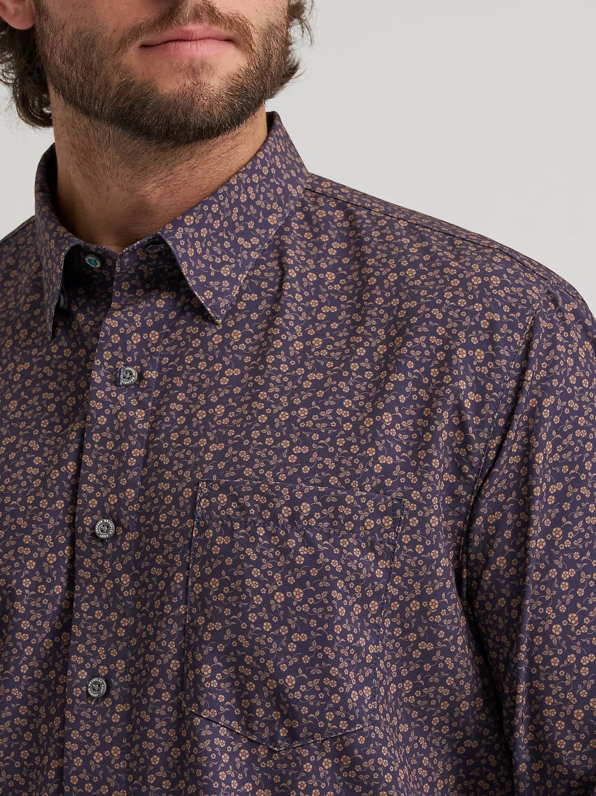 Wrangler Men's Cody Johnson Performance Button Down Shirt Navy Paisley