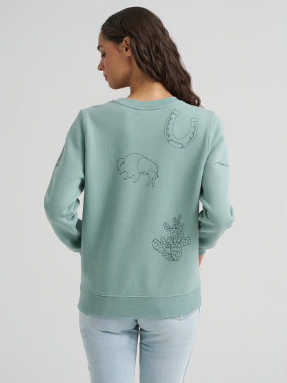 Wrangler Retro Punchy Sweatshirt Crew Blue