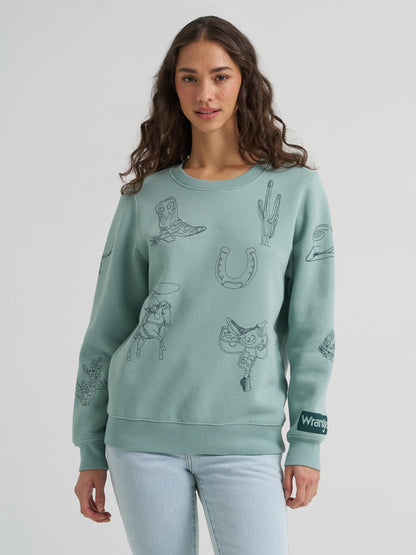 Wrangler Retro Punchy Sweatshirt Crew Blue
