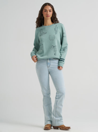 Wrangler Retro Punchy Sweatshirt Crew Blue