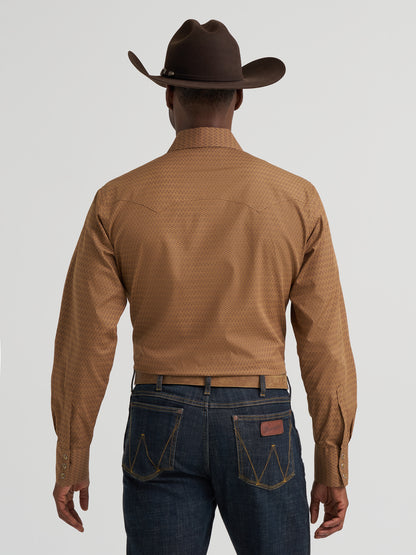 Wrangler Retro Long Sleeve Shirt Modern Fit Brown