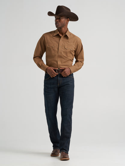 Wrangler Retro Long Sleeve Shirt Modern Fit Brown