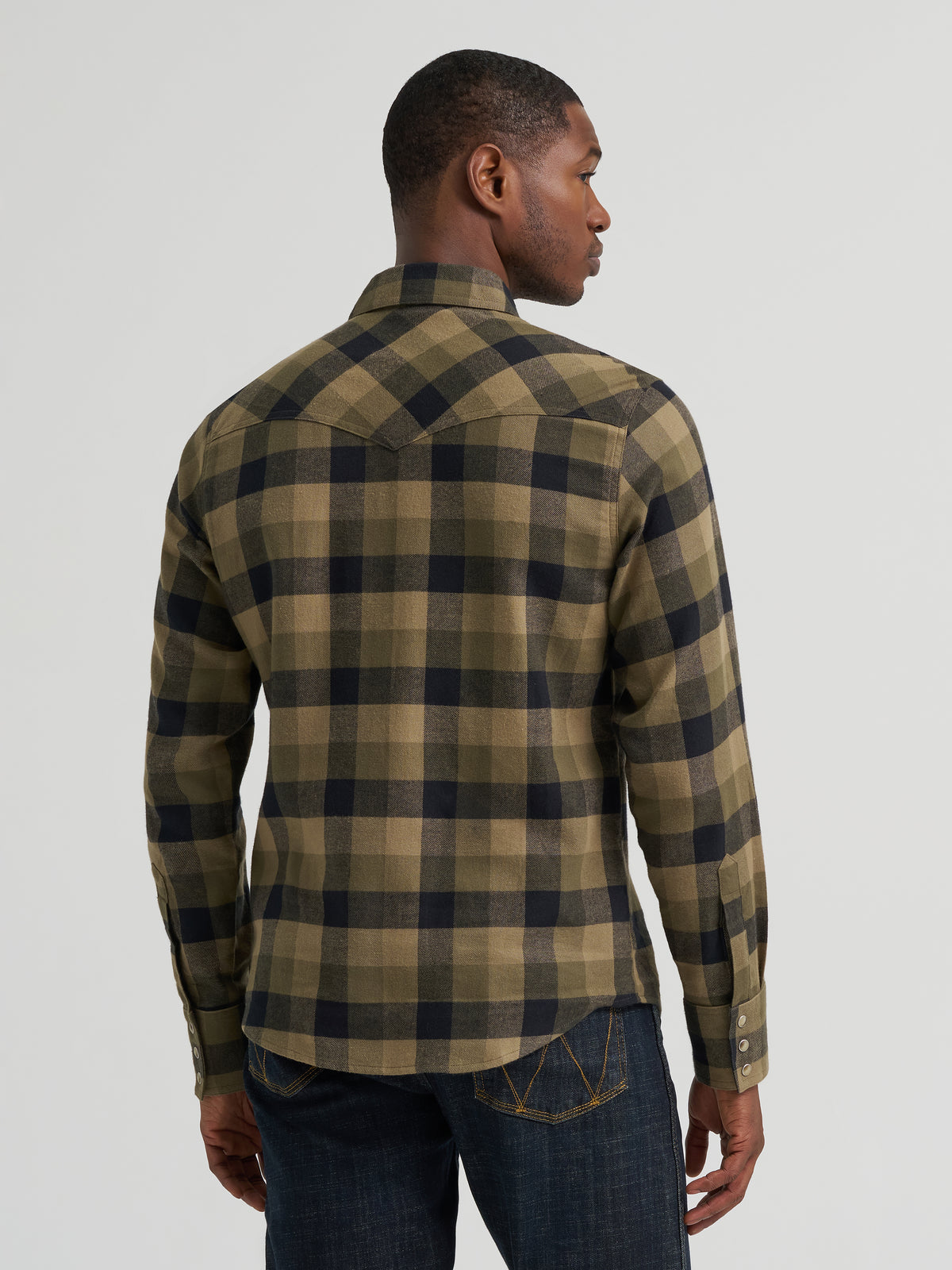 Wrangler Retro Flannel Long Sleeve Shirt Snap Green Plaid