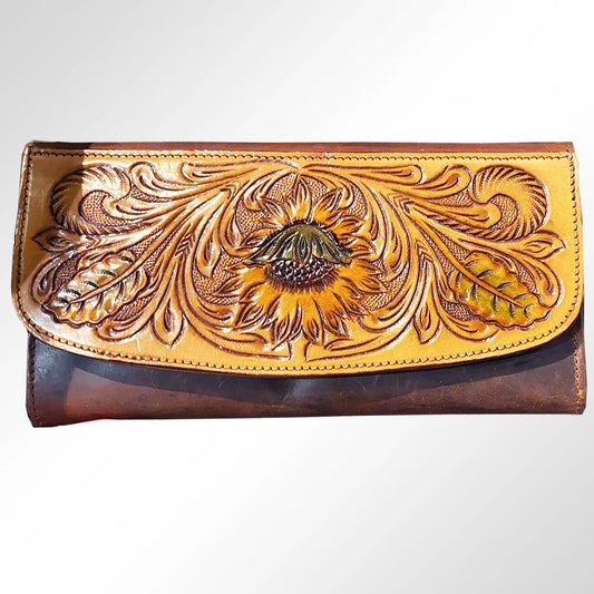 American Darling Sunflower Hand Tooled Wallet