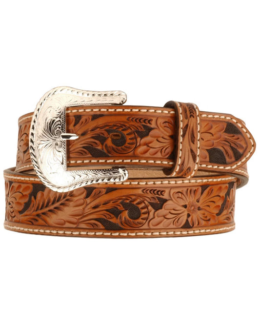Tony Lama Tan Floral Tooled Belt
