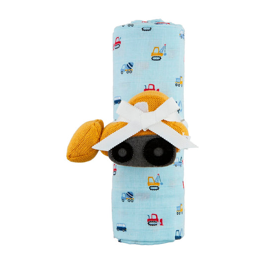 Mudpie Swaddle and Rattle Set