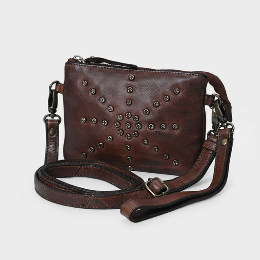 Spaghetti Western Sunburst Studded Bag Brown