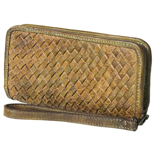 Nevermind Leather Basketweave Wallet Tan