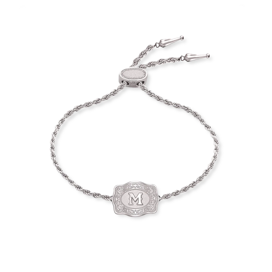 Spurwest Ultra Mini Belt Buckle Initial Silver Bracelet