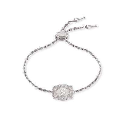 Spurwest Ultra Mini Belt Buckle Initial Silver Bracelet