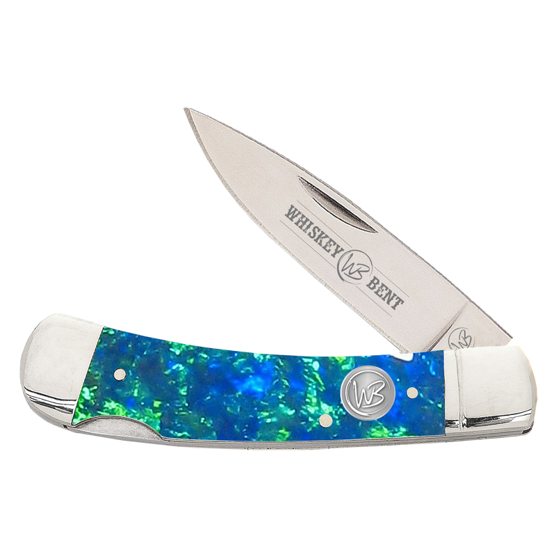 Whiskey Bent Acrylic Blue Green Opal Lock Blade