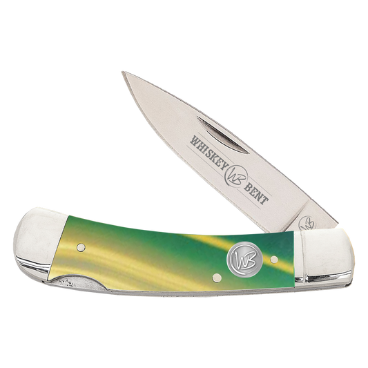 Whiskey Bent Acrylic Green Gold Opal Lock Blade