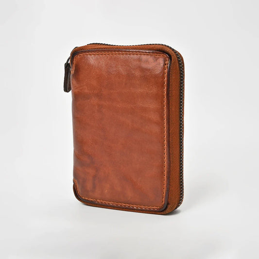 Spaghetti Western Leather Zippered Wallet Cognac