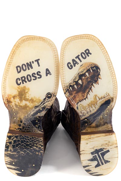 Tin Haul Al O'Gator/Don't Cross A Gator Sole Boots
