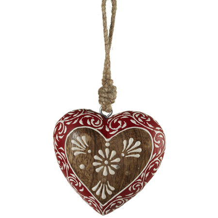 Ganz Flower Heart Wood Ornament